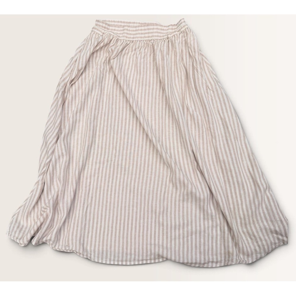 Flowy Linen Maxi Skirt Women's Small with Pockets and Elastic Waist